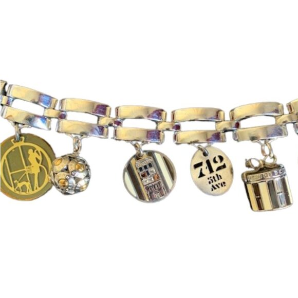 Henri Bendel Vintage Silver Link Six Charm Bracelet Rare - Picture 3 of 15